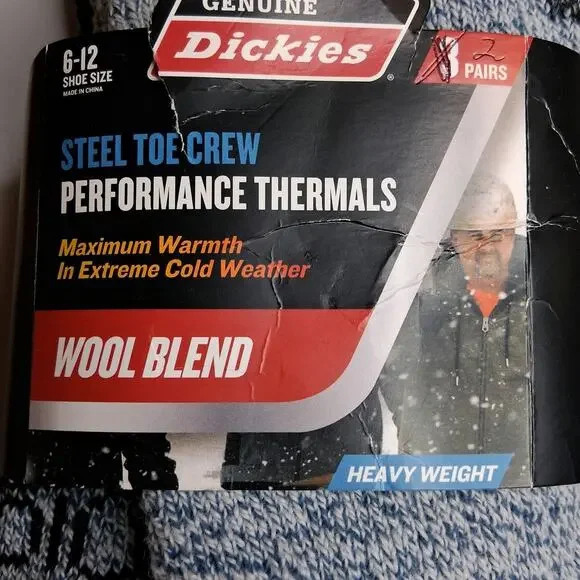 2 Pair Dickies Steel Toe Crew Wool Blend Heavy Weight Thermal Socks Size 6-12 - Picture 5 of 8